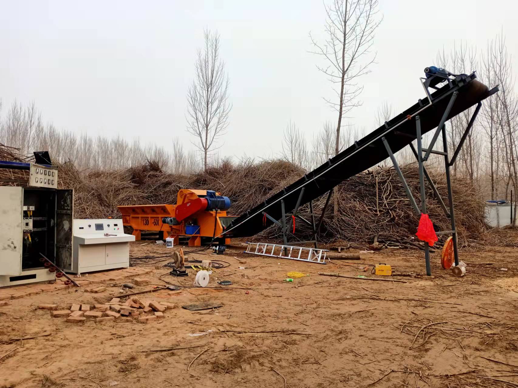 JP1300 Horizontal Grinder Electric Drive Wood Waste Processing Site